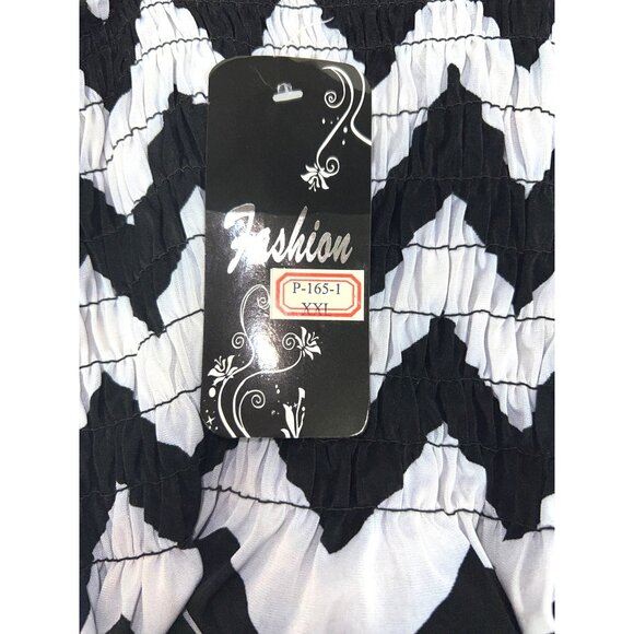 Black & Gray Juniors Chevron Pattern Dress w Shirred Bodice & Wide Straps XXL - Picture 3 of 3